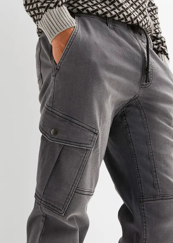 Regular fit jogging jeans met cargozakken, straight, bonprix
