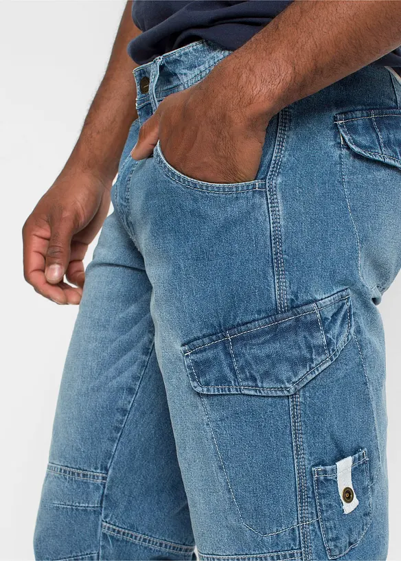 Lichte jeans cargo bermuda, relaxed fit, bonprix