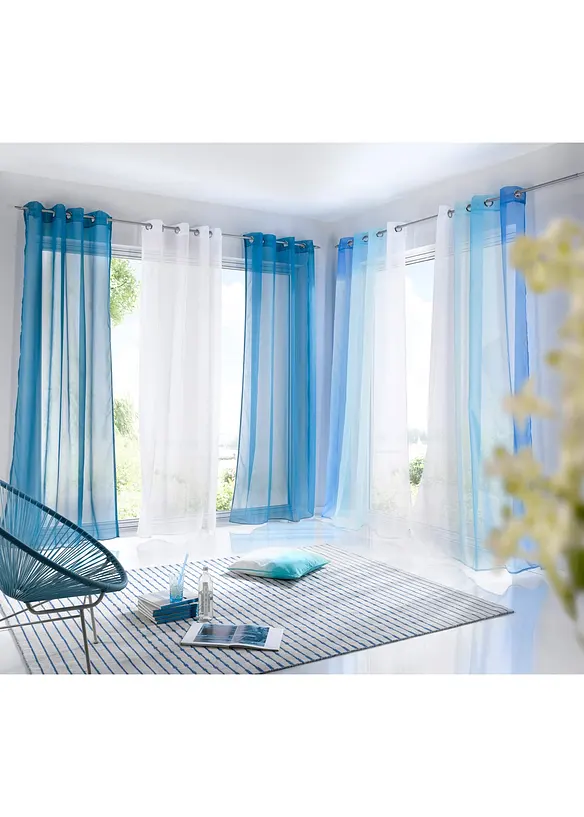 Gordijnen met gerecycled polyester en kleurverloop (set van 2), bonprix