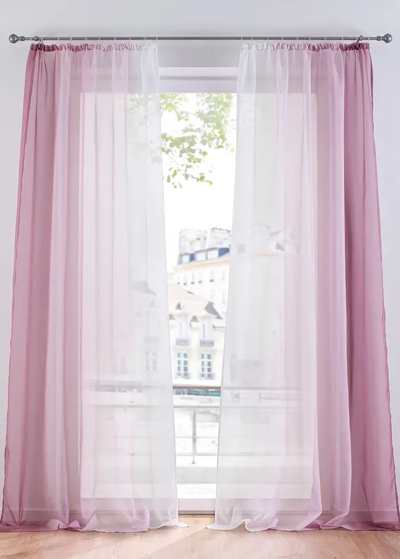 Gordijnen met gerecycled polyester en kleurverloop (set van 2), bonprix