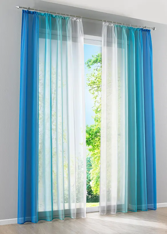 Gordijnen met gerecycled polyester en kleurverloop (set van 2), bonprix