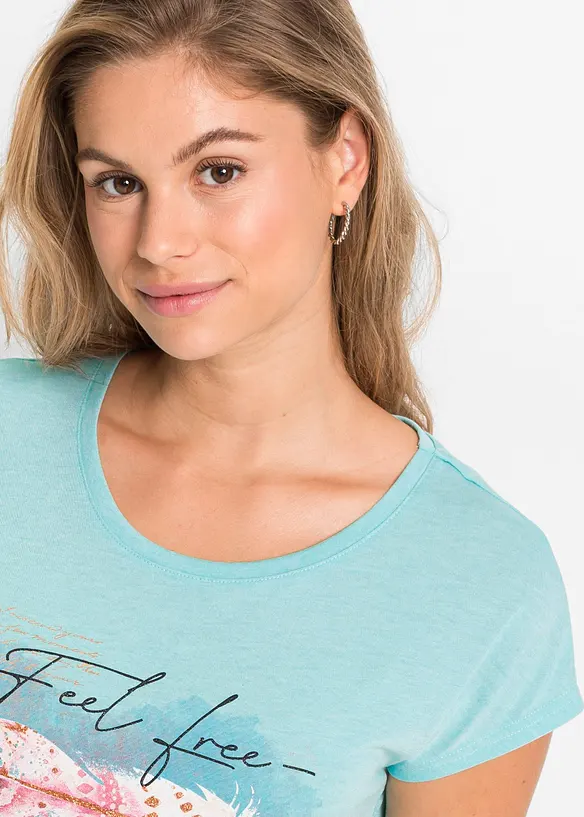 T-shirt met verenprint, bonprix