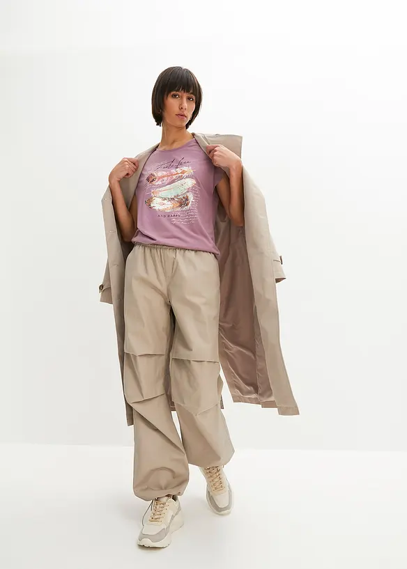 T-shirt met verenprint, bonprix
