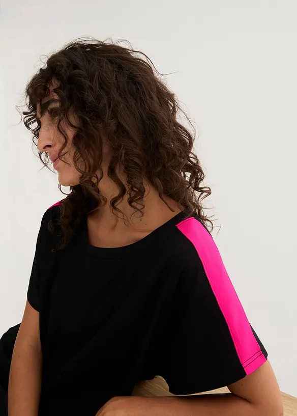 T-shirt met neonstrepen van biologisch katoen, bonprix