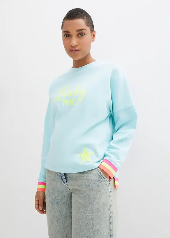 Sweater met kleurrijke mouwboorden, bonprix