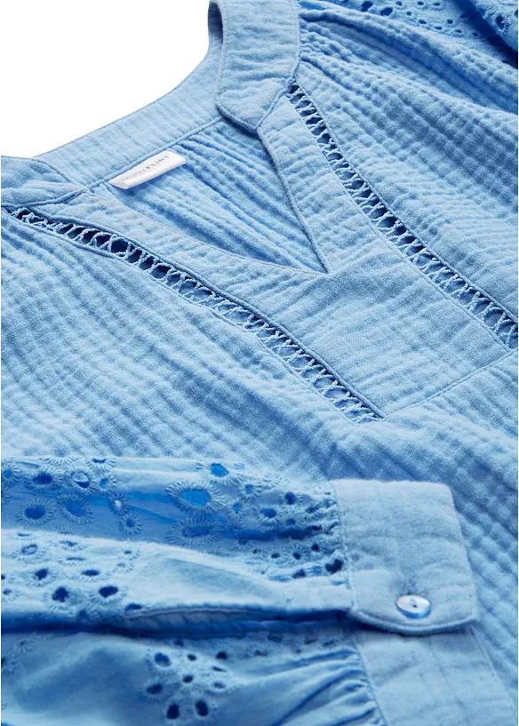 Mousseline tuniek met broderie anglaise, bonprix