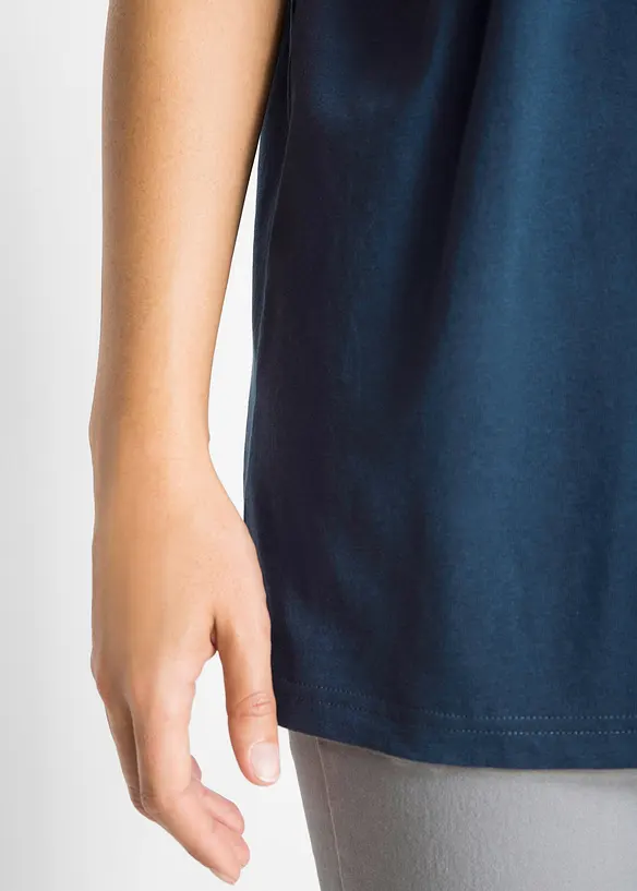Wijd longshirt met V-hals, korte mouw (set van 5), bonprix