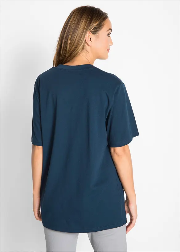 Wijd longshirt met V-hals, korte mouw (set van 5), bonprix