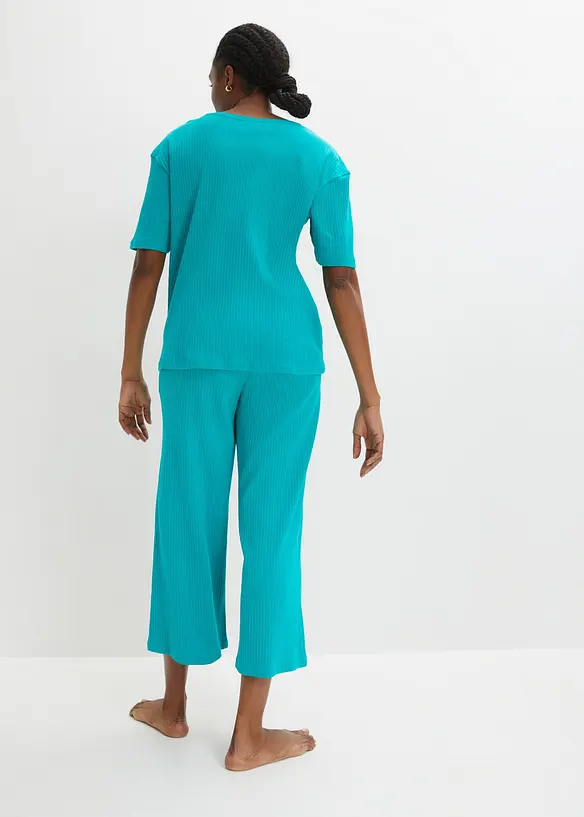 Geribde pyjama met culotte (2-dlg. set), bonprix