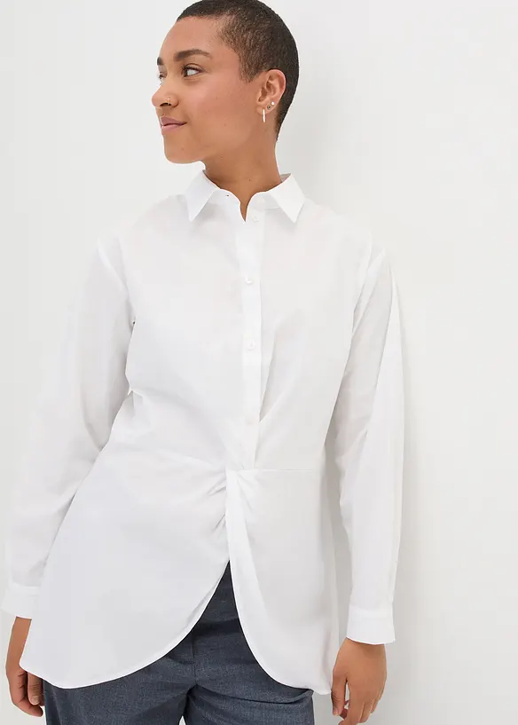 High-low blouse van popeline, lange mouw, bonprix