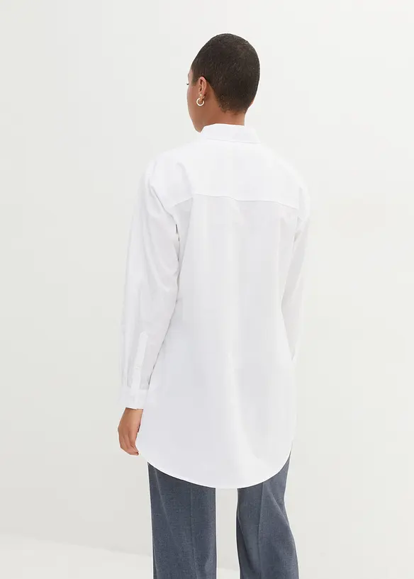 High-low blouse van popeline, lange mouw, bonprix
