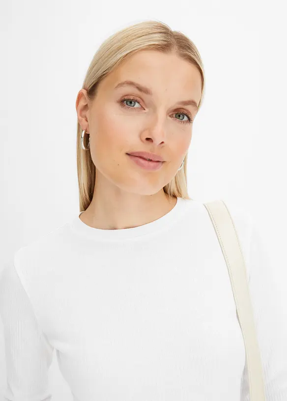 Geribde longsleeve van puur katoen, bonprix