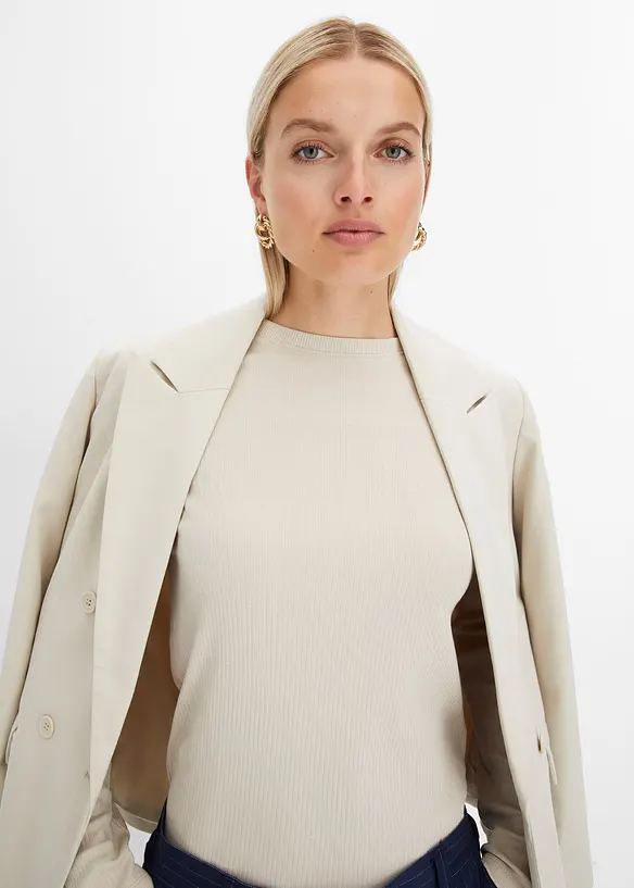 Geribde longsleeve van puur katoen, bonprix