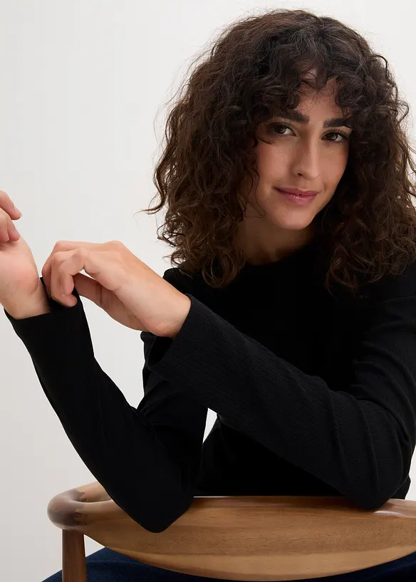 Geribde longsleeve van puur katoen, bonprix