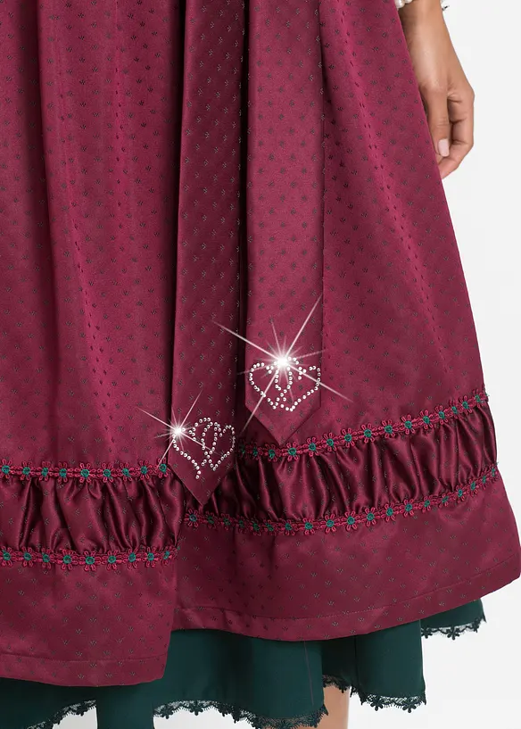 Dirndl met satijnen schort met borduursel (2-dlg. set), bonprix