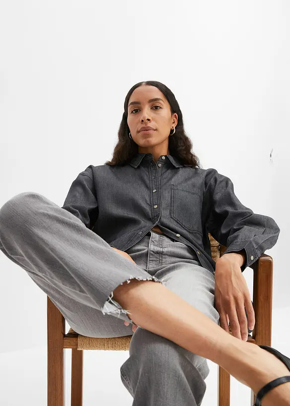 Straight jeans met high waist en biologisch katoen, bonprix