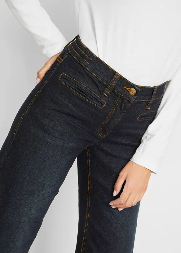 Wide leg mid waist jeans met een comfortabele band, bonprix
