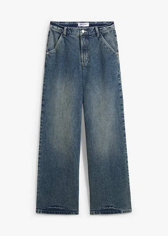 Wide leg jeans met high waist, low stretch, bonprix