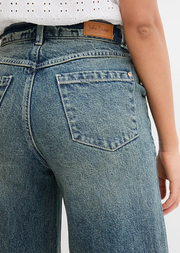 Wide leg jeans met high waist, low stretch, bonprix