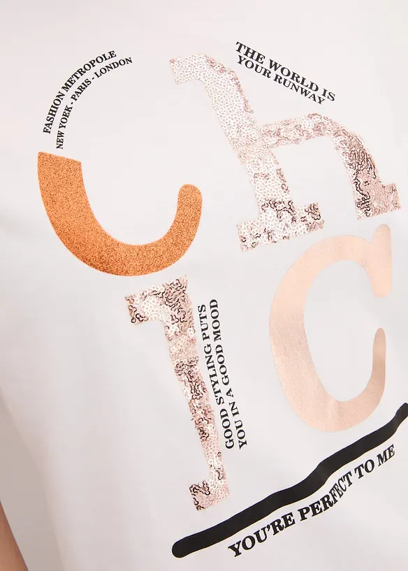 T-shirt met glitterprint, bonprix