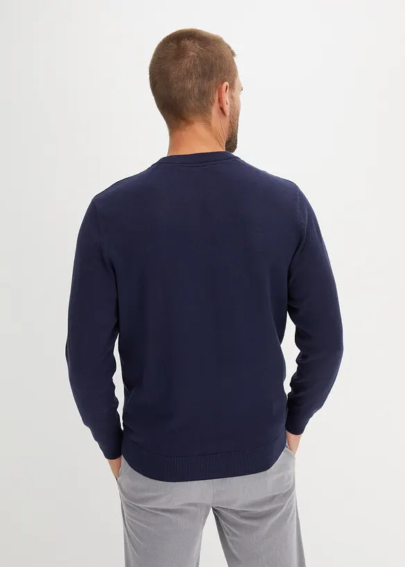Fijn gebreide trui met ronde hals en katoen, regular fit, bonprix