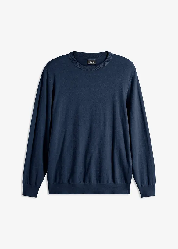 Fijn gebreide trui met ronde hals en katoen, regular fit, bonprix
