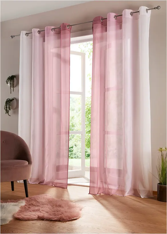 Gordijnen met gerecycled polyester en kleurverloop (set van 2), bonprix