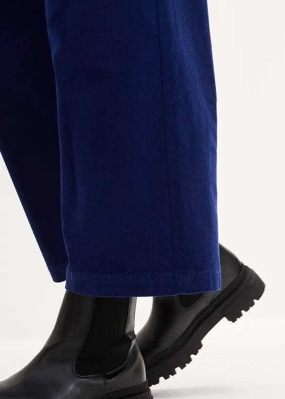 Wijde stretch corduroy culotte met high-waist comfortband, 7/8 lengte, bonprix