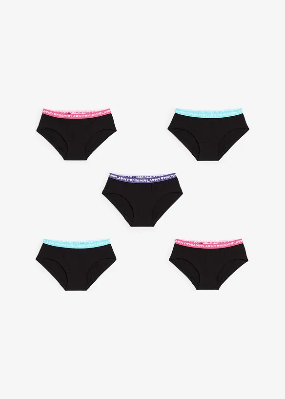 Meisjes hipster met biologisch katoen (set van 5), bonprix