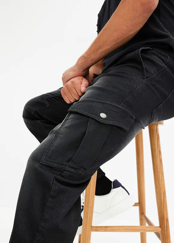 Regular fit jogging jeans met cargozakken, straight, bonprix