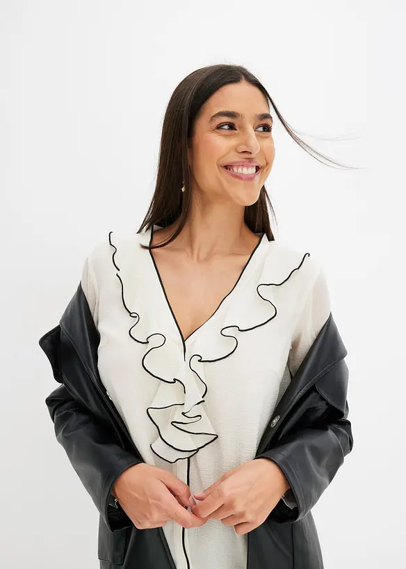 Chiffon blouse met volants, bonprix