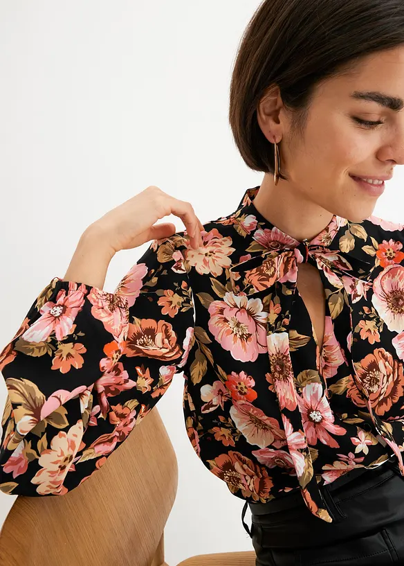 Blouse met strik, bonprix