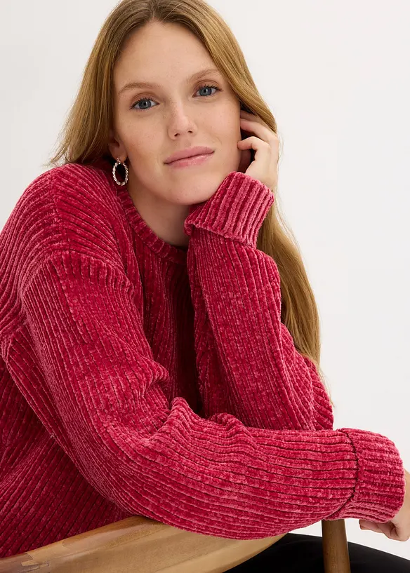 Oversized trui van zachte chenille, bonprix