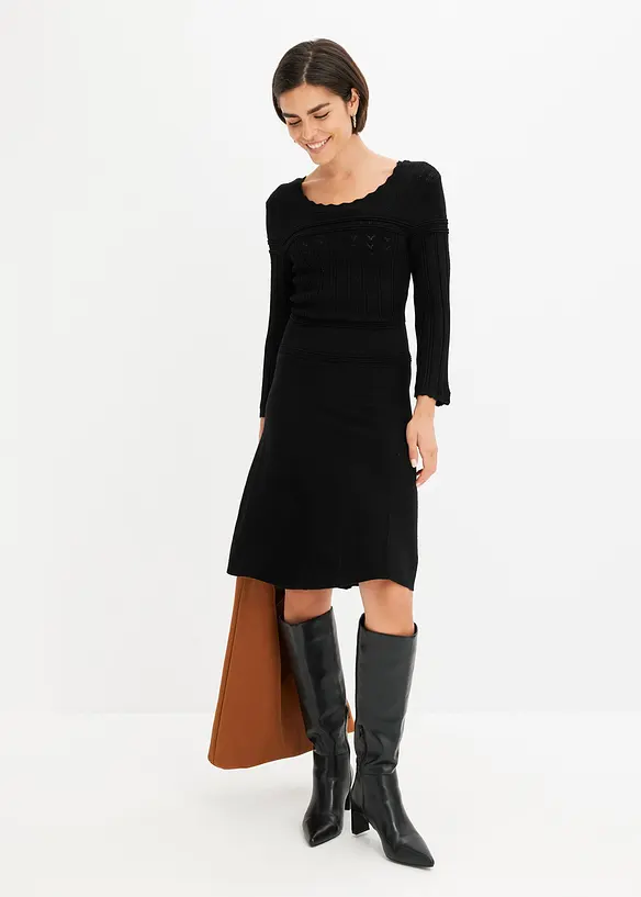 Gebreide jurk met ajourpatroon, bonprix