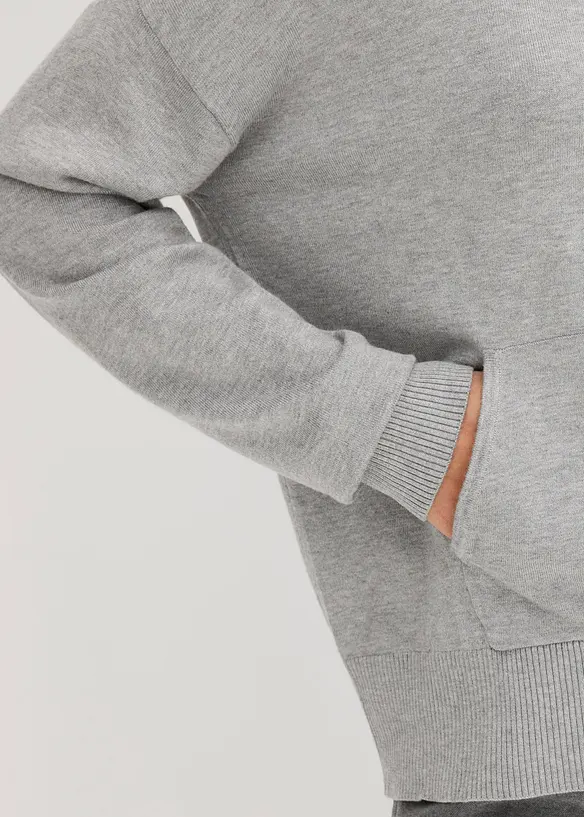 Gebreide hoodie met kangoeroezak van viscosemix, bonprix