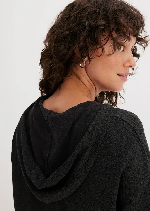 Gebreide hoodie met kangoeroezak van viscosemix, bonprix