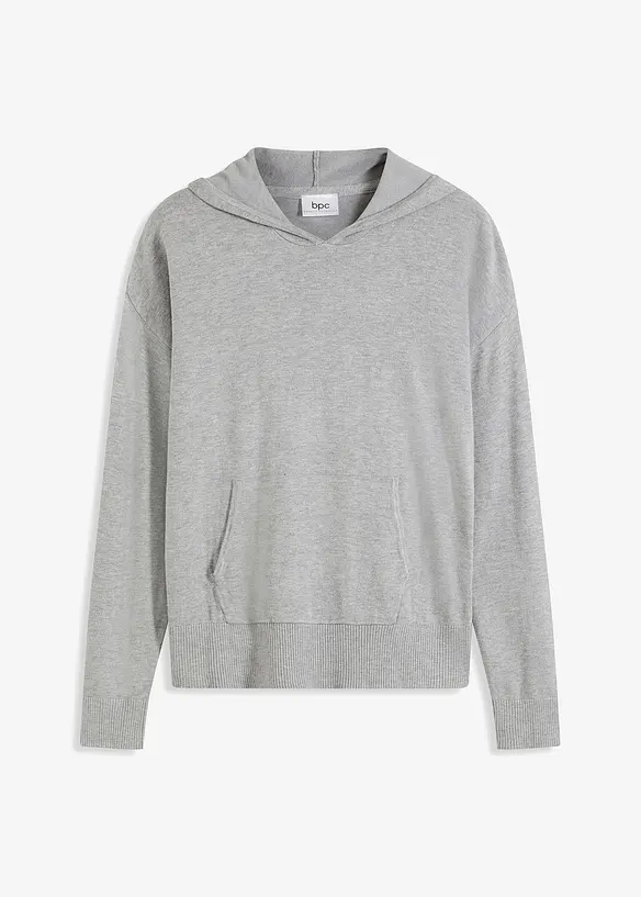 Gebreide hoodie met kangoeroezak van viscosemix, bonprix