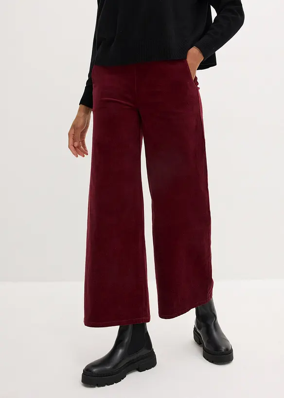 Wijde corduroy broek met high-waist comfortband, bonprix
