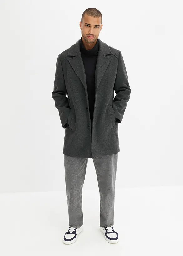 Korte coat met wol, bonprix