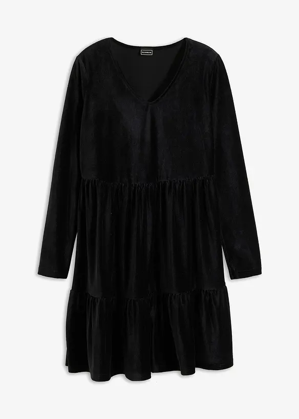 Mini jurk van elastisch fluweel, bonprix