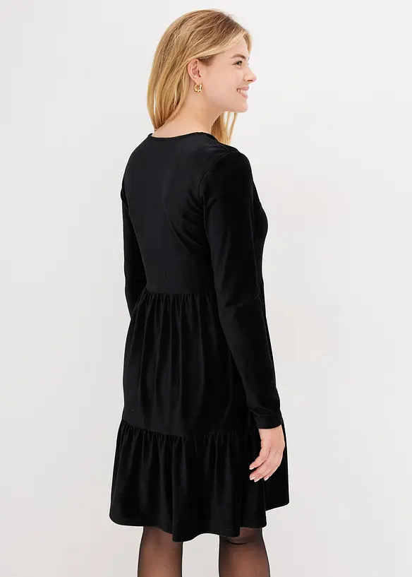 Mini jurk van elastisch fluweel, bonprix