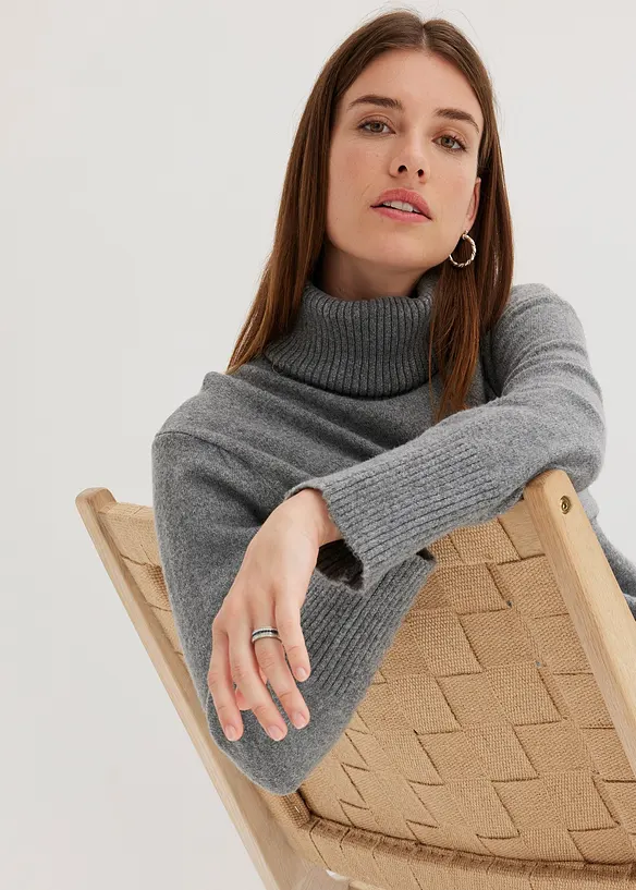 Gebreide jurk met col, bonprix