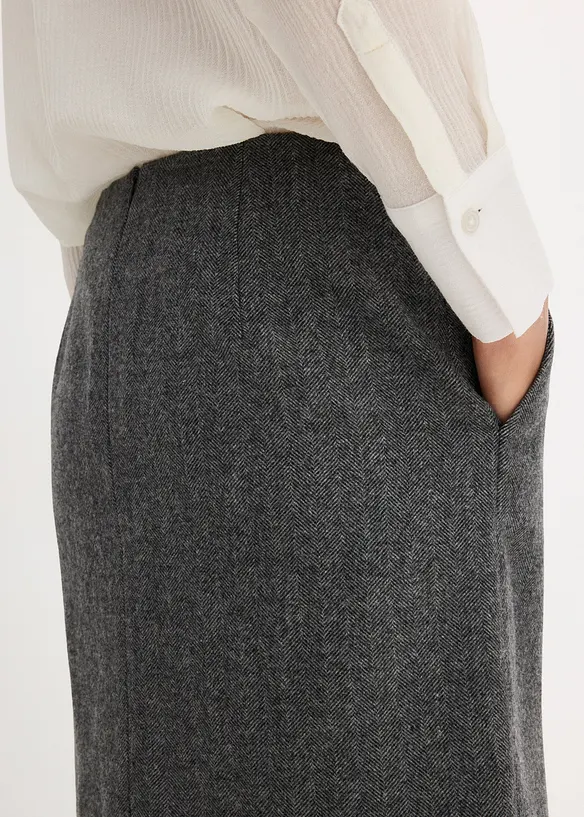 Wollen rok met visgraatpatroon, bonprix