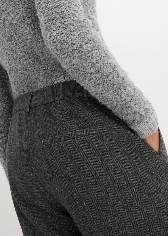 Wollen broek met visgraatpatroon, bonprix
