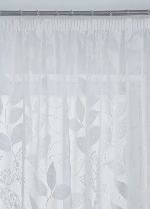 Transparant jacquard gordijn met bladerdessin (1 stuk), bonprix