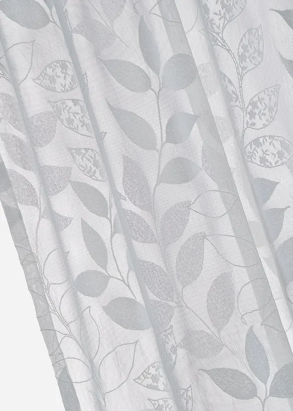 Transparant jacquard gordijn met bladerdessin (1 stuk), bonprix