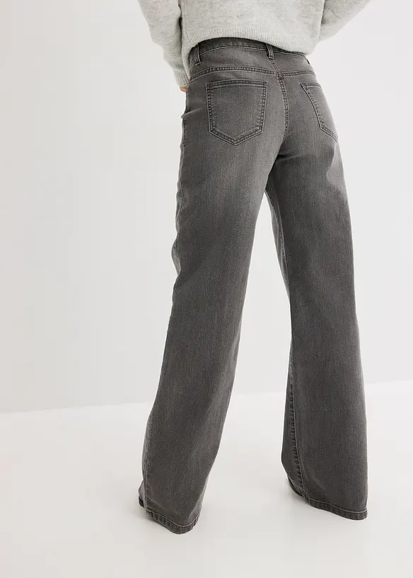 Wide leg jeans mid waist, stretch, bonprix