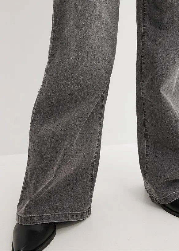 Wide leg jeans mid waist, stretch, bonprix
