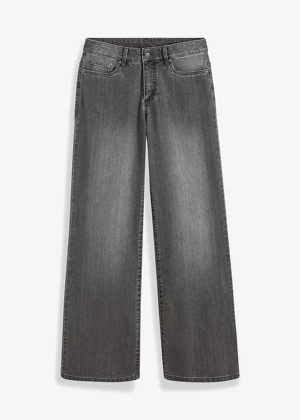 Wide leg jeans mid waist, stretch, bonprix