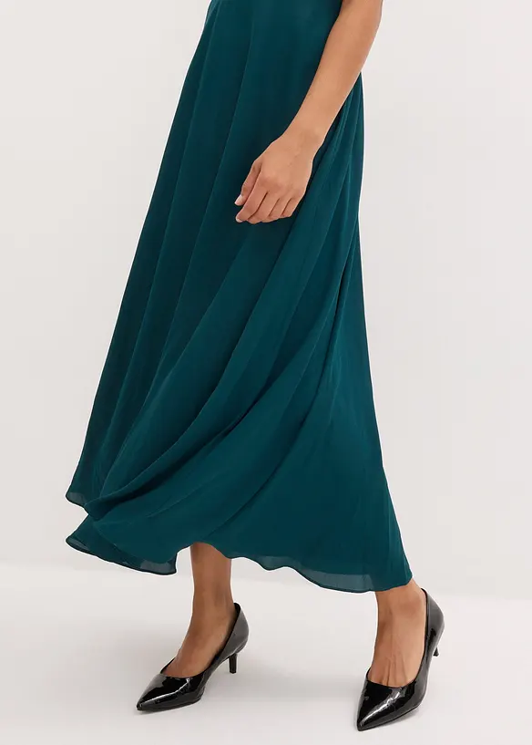 Maxi jurk met pailletten en borduursel, bonprix